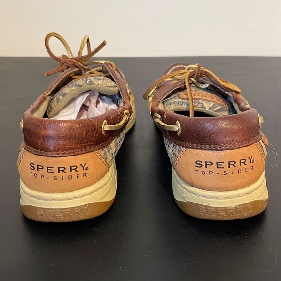Sperry Womens Top Sider Boat Shoes Loafer Tiger Print Moc Toe Brown Size 6.5 - Picture 3 of 10